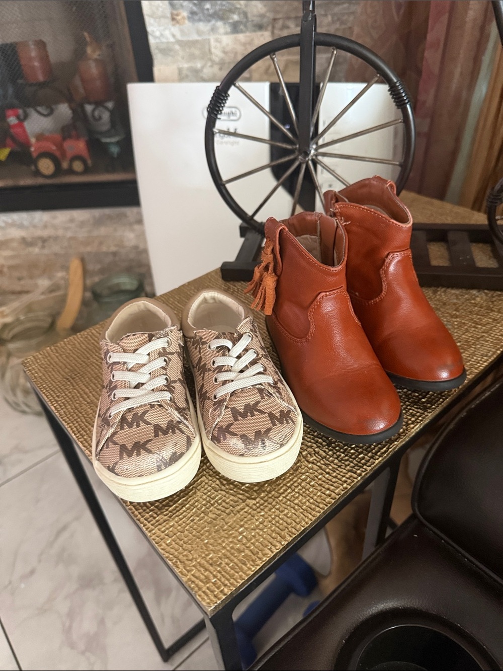Michael Kors Kids Beige MK Logo Sneakers & Brown Tassel Ankle Boots